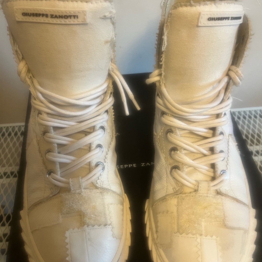 Men's Size 13 Giuseppe Zanotti High Top Sneakers - White/Off White - 9/10